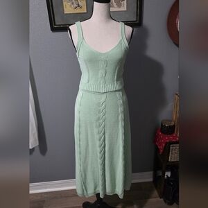 MOTF Japan Light Green Cable Knit Maxi Dress